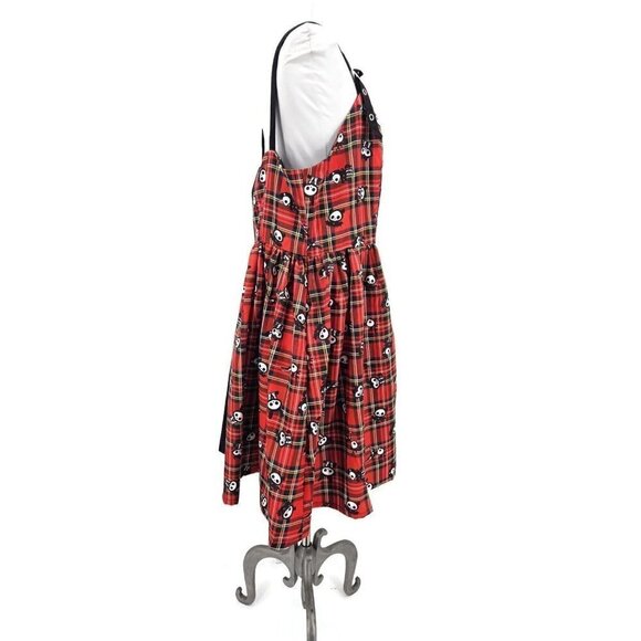New Skelanimals Plaid Split Dress Womens Plus 2/18-20 2X Black Red Mini Zip - Picture 4 of 9